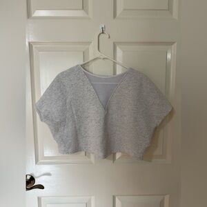 ALO Yoga Light Gray Mesh V-Neck Crop Top